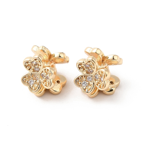 

PandaHall Rack Plating Brass Micro Pave Clear Cubic Zirconia Clover Beads, Long-Lasting Plated, Lead Free & Cadmium Free, Real 14K Gold...