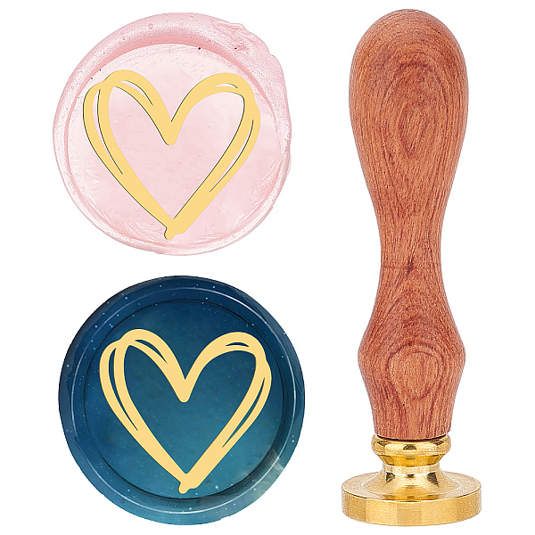 

PandaHall Brass Wax Seal Stamps with Rosewood Handle, for DIY Scrapbooking, Heart Pattern, 25mm Brass Heart