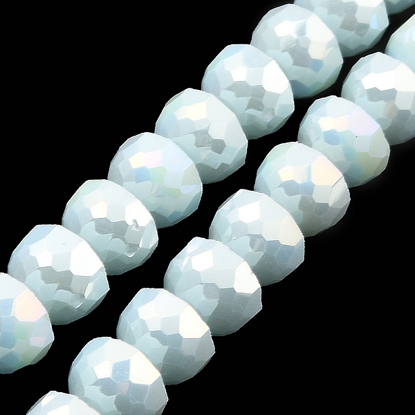 

PandaHall AB Color Plate Glass Beads Strands, Opaque Color, Faceted Half Round, Light Cyan, 7~7.5x5mm, Hole: 1mm, about 80pcs/strand...