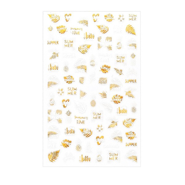 

PandaHall Shining Watermark Slider Art Stickers, 3D Hot Stamping Nail Decals, Self Adhesive, for Manicure Decorations, Leaf Pattern..., White