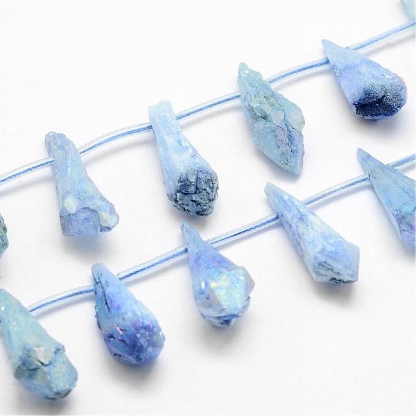 

PandaHall Electroplated Natural Quartz Crystal Beads Strands, Top Drilled Beads, Dyed, Teardrop, Sky Blue, 27~34x8~12x5~9mm, Hole: 1.5mm...