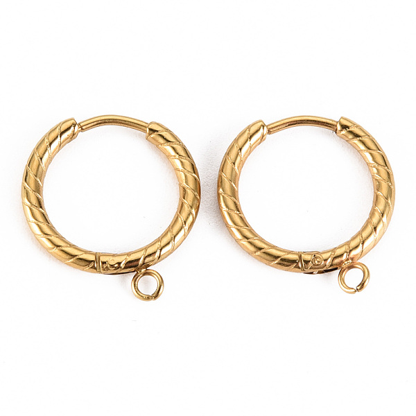 

PandaHall 304 Stainless Steel Huggie Hoop Earring Findings, with Horizontal Loop, Ring, Real 14K Gold Plated, 19x16x2mm, Hole: 1.6mm, Pin...
