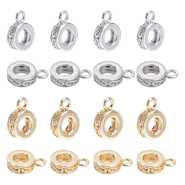 

PandaHall SUPERFINDINGS 20PCS 7.5mm Light Gold & Platinum Brass Hanger Links Donut Charm Links Pendant Bail Carrier Beads for Dangle Jewelry...