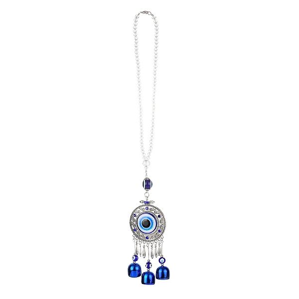 

PandaHall Evil Eye Alloy Lampwork Pendant Decorations, with Glass and Resin Beads, for Home Window Decoration, Round, 435mm, pendant...