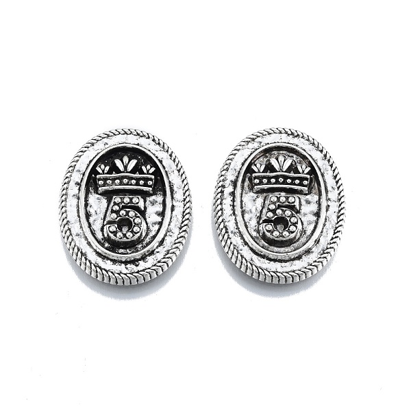 

PandaHall Rack Plating Alloy Cabochons, Cadmium Free & Nickel Free & Lead Free, Oval with Number.5, Antique Silver, 25x19.5x4mm Alloy Oval