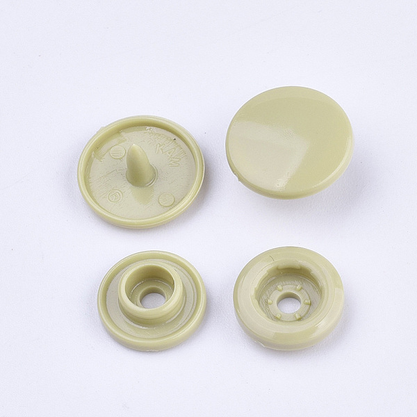 

PandaHall Resin Snap Fasteners, Raincoat Buttons, Flat Round, Pale Goldenrod, Cap: 12x6.5mm, Pin: 2mm, Stud: 10.5x3.5mm, Hole: 2mm, Socket..., Yellow