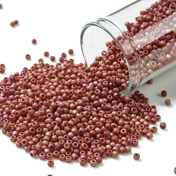 

PandaHall TOHO Round Seed Beads, Japanese Seed Beads, (768) Opaque Red Rainbow Matte, 11/0, 2.2mm, Hole: 0.8mm, about 5555pcs/50g Glass Red
