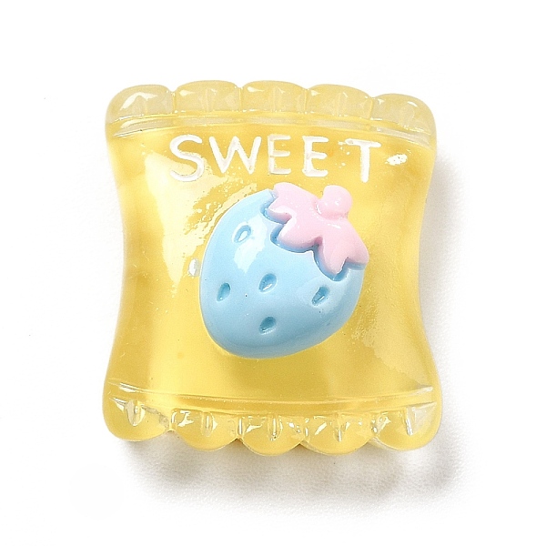

PandaHall Transparent Resin Cabochons, Candy with Strawberry, Yellow, 18.5x16x9mm Resin Candy Yellow
