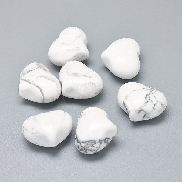 

PandaHall Natural Howlite Heart Palm Stone, Pocket Stone for Energy Balancing Meditation, 20~21x25~25.5x13~14mm Howlite Heart White