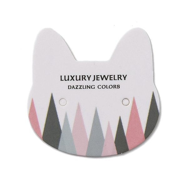 

PandaHall 100Pcs Cat Head Shape Paper Jewelry Earring Display Cards, Colorful, 3.5x3.5x0.05cm Paper Cat Shape