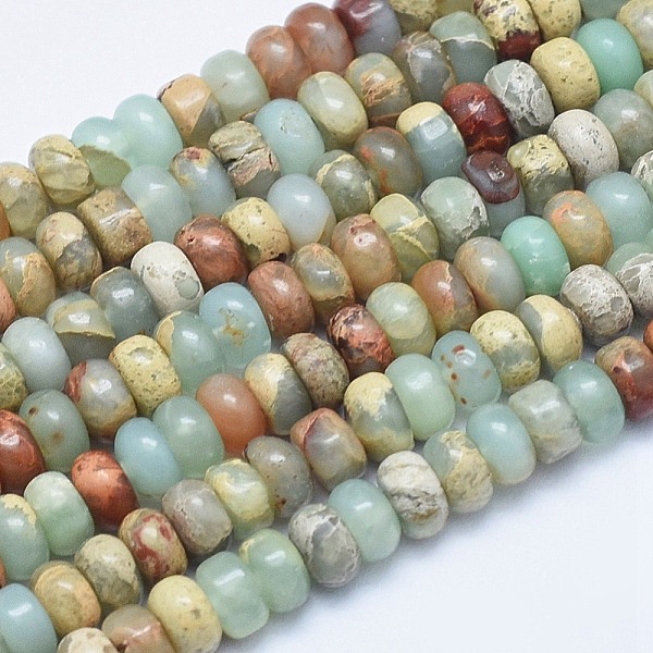 

PandaHall Natural Aqua Terra Jasper Beads Strands, Rondelle, 4~4.5x2~3mm, Hole: 1mm, about 160pcs/strand, 15.7 inch(40cm) Aqua Terra Jasper...