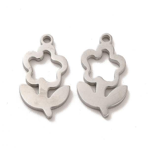 

PandaHall 304 Stainless Steel Pendants, Flower Charms, Stainless Steel Color, 17x10x1.4mm, Hole: 1.4mm 304 Stainless Steel Flower