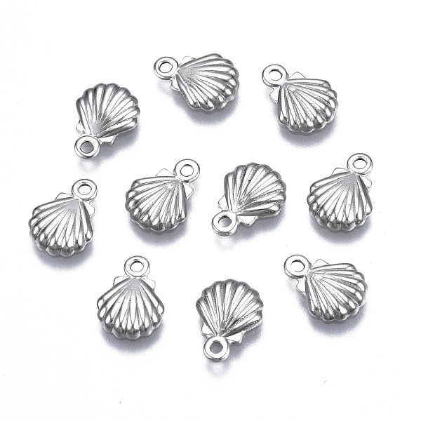 

PandaHall 201 Stainless Steel Charms, Shell Shape, Stainless Steel Color, 9.5x7x1.5mm, Hole: 1.2mm 201 Stainless Steel Shell Shape