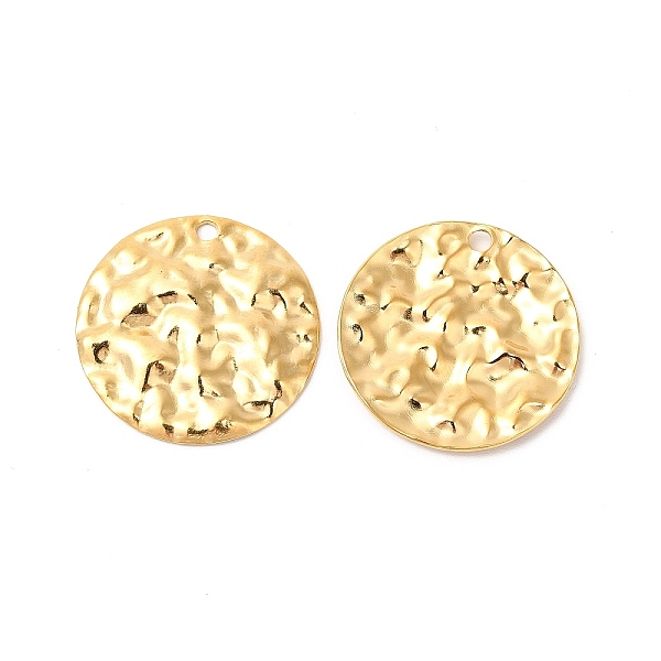 

PandaHall Ion Plating(IP) 304 Stainless Steel Pendants, Hammered Flat Round Charms, Real 18K Gold Plated, 29.5x2.5mm, Hole: 2.5mm 304...