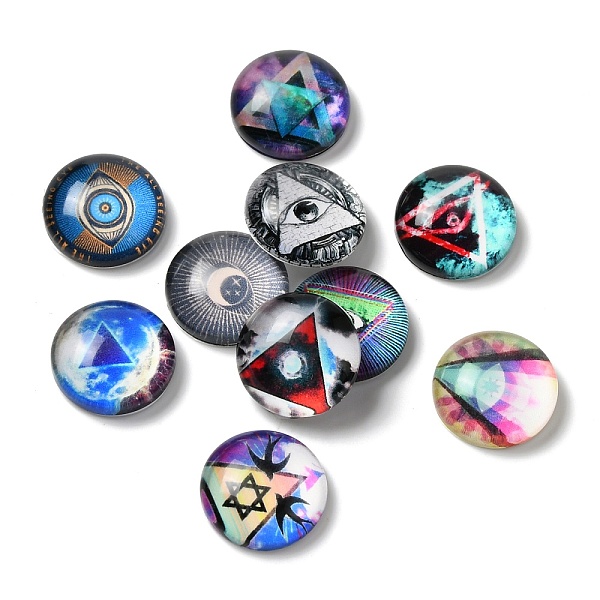 

PandaHall Glass Cabochons, Half Round/Dome, Eye, 12x4.5mm, 10pcs/set Glass Eye