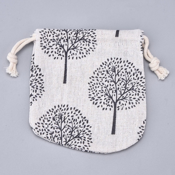 

PandaHall Burlap Pouches Gift Storage Bags, Candy Treat Party Packing Bags, with Polyester Drawstring Cord, Tree Pattern, 11.5x11cm Burlap..., Black