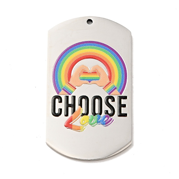 

PandaHall Pride 201 Stainless Steel Big Pendants, Oval Rectangle with Word Choose Love, Stainless Steel Color, Word, 50x28x2mm, Hole: 1.8mm...