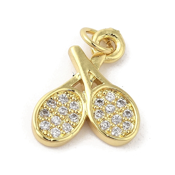 

PandaHall Rack Plating Brass Micro Pave Cubic Zirconia Pendants, Racket, Long-Lasting Plated, Cadmium Free & Lead Free, with Jump Ring, Real..., Clear