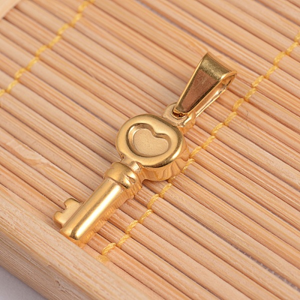 

PandaHall 304 Stainless Steel Skeleton Key Charm Pendants, Golden, 20x8x3mm, Hole: 4x7mm 304 Stainless Steel Key