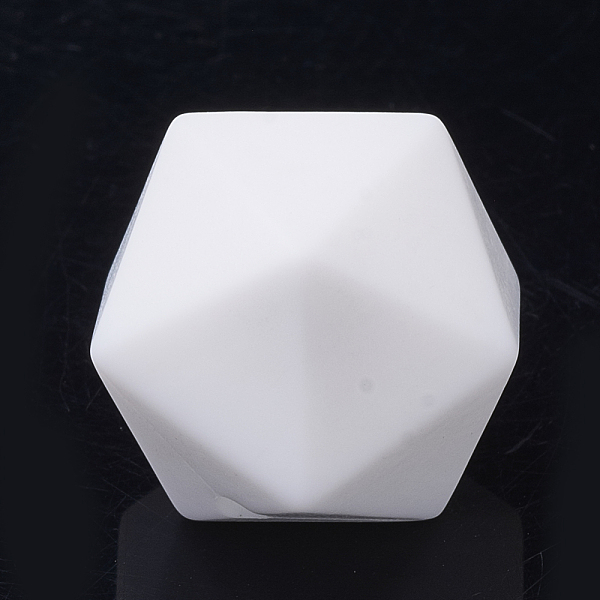 

PandaHall Food Grade Eco-Friendly Silicone Focal Beads, Chewing Beads For Teethers, DIY Nursing Necklaces Making, Icosahedron, Snow..., White