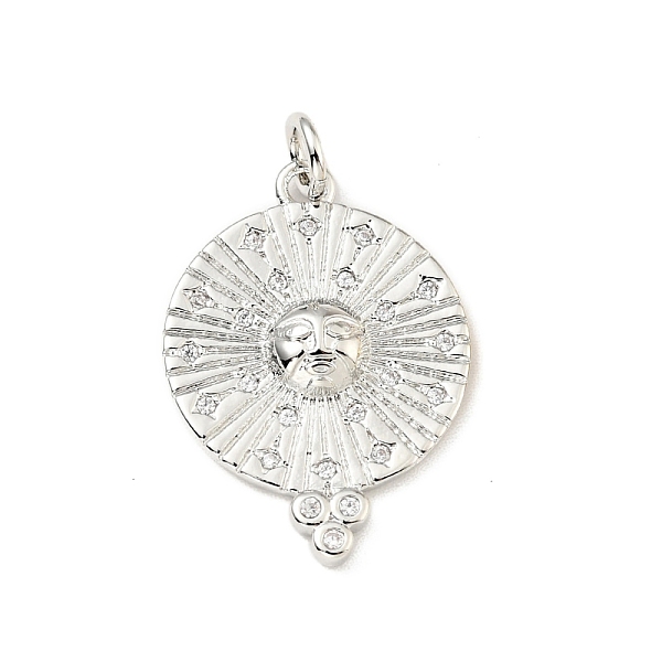 

PandaHall Brass Micro Pave Cubic Zirconia Pendants, Cadmium Free & Lead Free, Flat Round with Human Face, Long-Lasting Plated, Platinum..., Clear