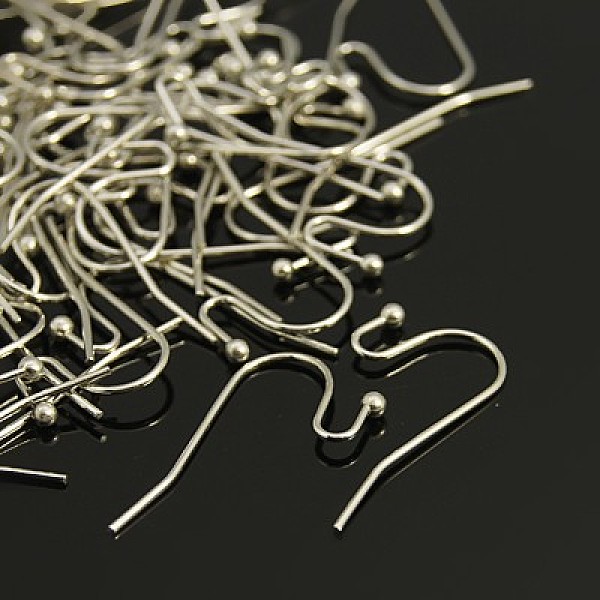 

PandaHall Brass Hook Ear Wire, Lead Free and Cadmium Free, Platinum Color, Size: about 11mm wide, 22mm long, 0.75mm thick, Ball: 2mm in...