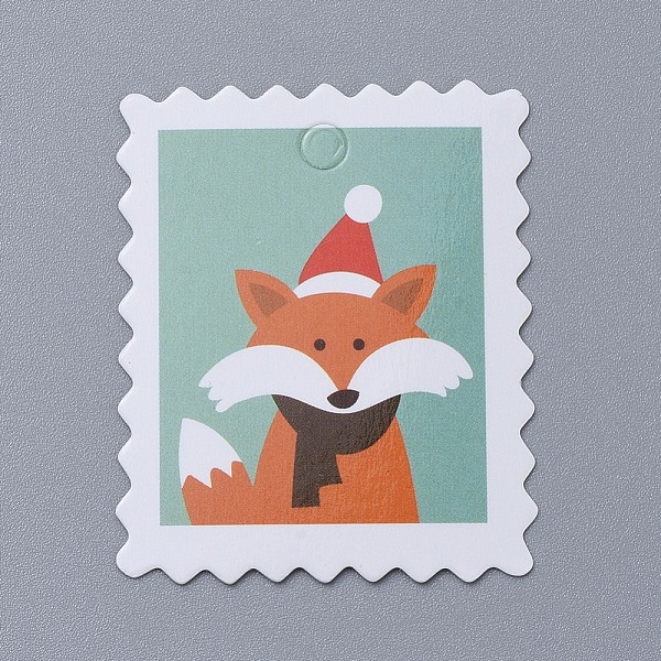 Fox Pattern Christmas Kraft Paper Tags
