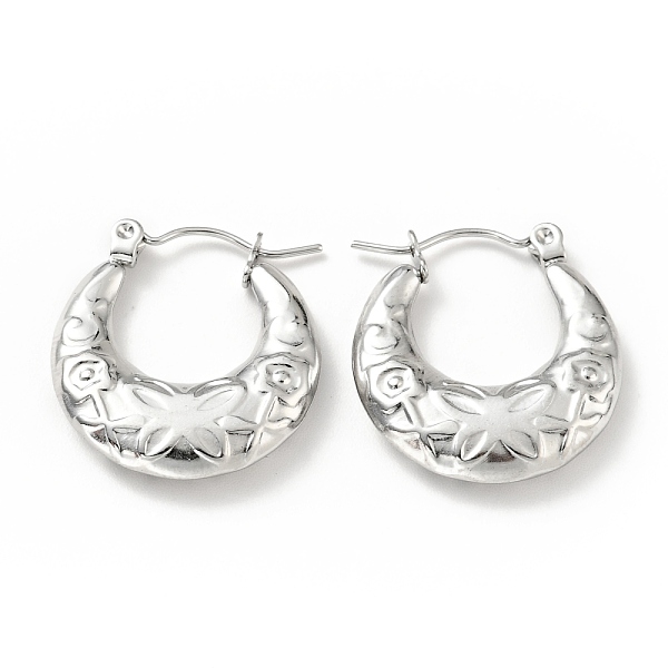 

PandaHall 304 Stainless Steel Crescent Moon with Butterfly Hoop Earrings for Women, Stainless Steel Color, 22x20x4mm, Pin: 0.8mm 304...