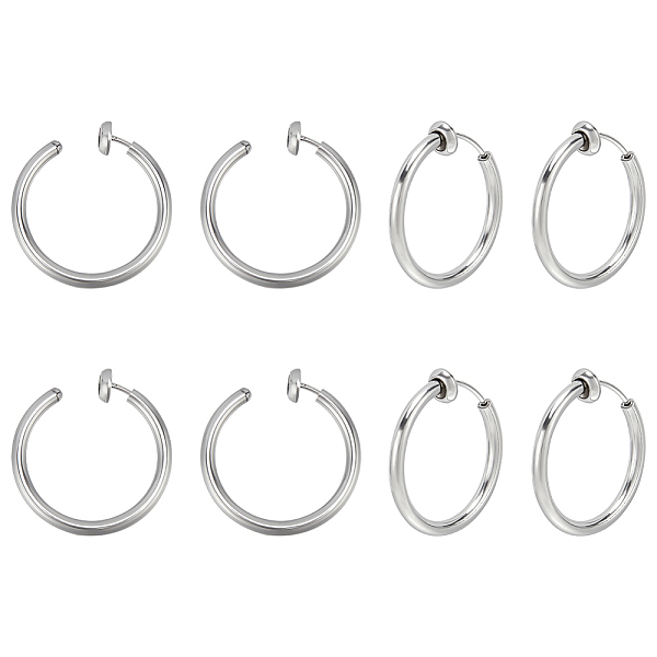 

PandaHall Unicraftale 4 Pairs 201 Stainless Steel Retractable Clip-on Hoop Earrings, For Non-pierced Ears, with 304 Stainless Steel Pins...