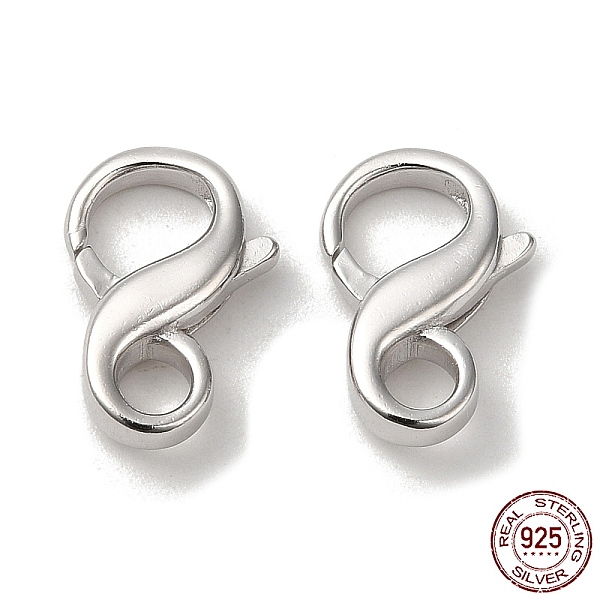 

PandaHall Rhodium Plated 925 Sterling Silver Lobster Claw Clasps, with 925 Stamp, Platinum, 14x9.5x4mm, Hole: 3mm Sterling Silver