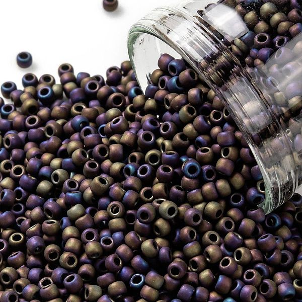 

PandaHall TOHO Round Seed Beads, Japanese Seed Beads, (615) Matte Color Iris Purple, 11/0, 2.2mm, Hole: 0.8mm, about 1103pcs/10g Glass...