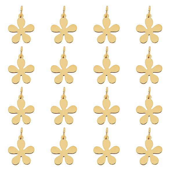 

PandaHall SUPERFINDINGS 16Pcs Real 18K Gold Plated Flower Pendants Brass Cherry Flower Blossom Dangle Charms Little Flowers Charms with Jump..., Brown