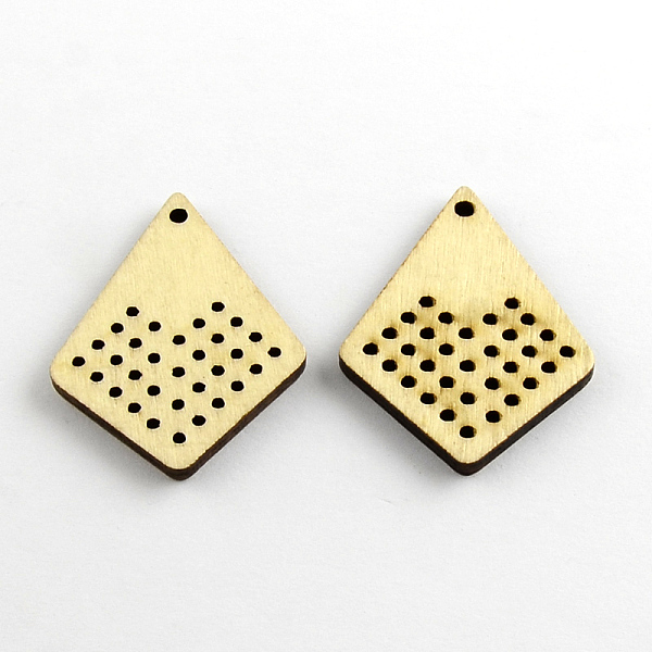 

PandaHall Rhombus Undyed Wood Big Pendants, Cornsilk, 53x40x4mm, Hole: 2~3mm Wood Rhombus Gold