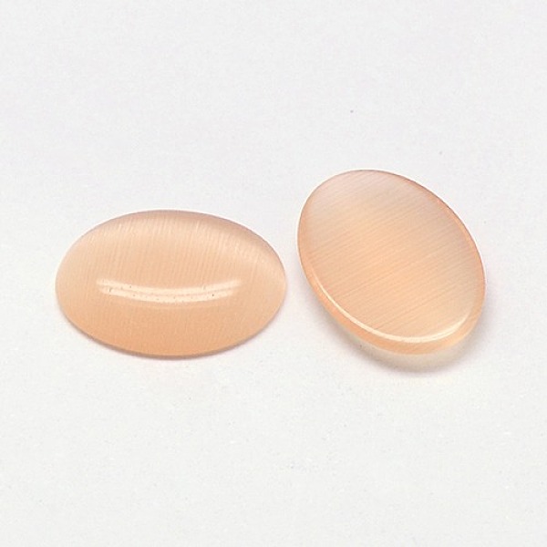 

PandaHall Cat Eye Cabochons, Oval, Bisque, 30x20x4.5mm Glass Oval Orange