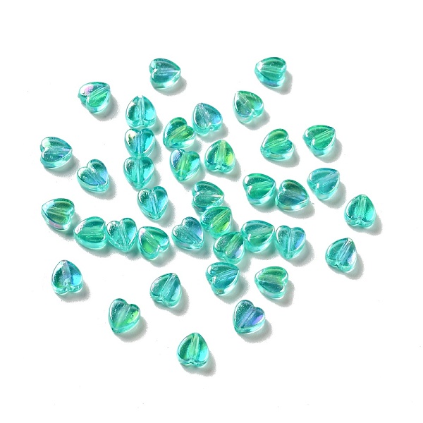 

PandaHall Eco-friendly Transparnt Plastic Beads, AB Colored, Heart, Turquoise, 6x6x3mm, Hole: 1.2mm, about 8300pcs/500g Plastic Heart Green