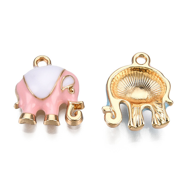 

PandaHall Alloy Enamel Pendants, Light Gold, Elephant, Pink, 17x14.5x5mm, Hole: 1.8mm Alloy+Enamel Elephant Pink