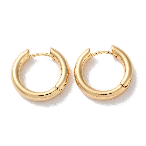 

PandaHall Ring Brass Huggie Hoop Earrings for Women, Real 18K Gold Plated, 19x4mm Brass Ring