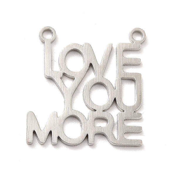 

PandaHall 201 Stainless Steel Pendants, Word Charm Love You More, Stainless Steel Color, 19x18.5x1mm, Hole: 1.5mm 201 Stainless Steel Word