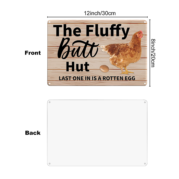 

PandaHall UV Protected & Waterproof Aluminum Warning Signs, THE Fluffy Butt Hut LAST ONE IN IS A ROTTEN EGG, Colorful, 30x20cm, Hole: 4mm...