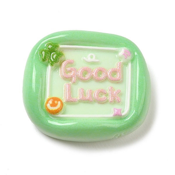 

PandaHall Opaque Resin Cabochons, Good Luck Word Cabochons, Rectangle, 24x27x7.5mm Resin Rectangle