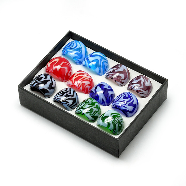 

PandaHall Handmade Lampwork Wide Band Finger Rings, Mixed Color, 16~19mm, about 12pcs/box Lampwork Multicolor