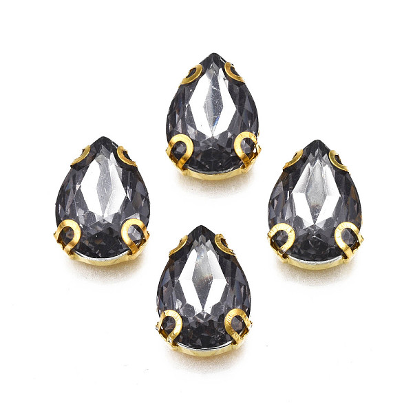 

PandaHall Sew on Rhinestone, Transparent Glass Rhinestones, with Iron Prong Settings, Faceted, Teardrop, Gray, 14x10x5mm, Hole: 0.9mm Glass...