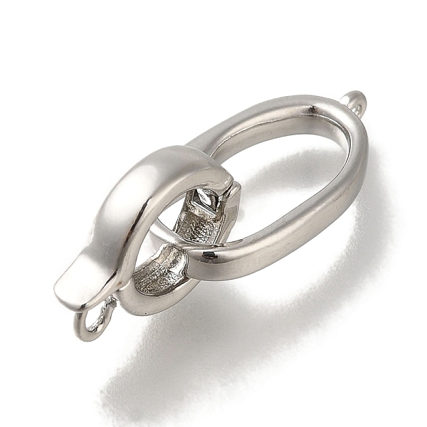 

PandaHall Brass Fold Over Clasp, Oval, Platinum, 32mm Brass Oval