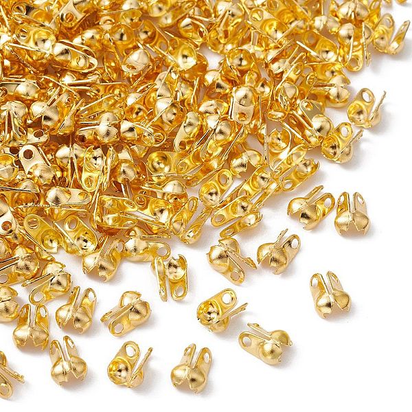 

PandaHall Iron Bead Tips, Calotte Ends, Clamshell Knot Cover, Golden, 6x3.5mm, Hole: 1mm, Inner Diameter: 2.4mm Iron