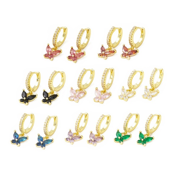 

PandaHall Cubic Zirconia Butterfly Dangle Hoop Earrings, Real 18K Gold Plated Brass Drop Earrings, Lead Free & Cadmium Free, Mixed Color..., Multicolor