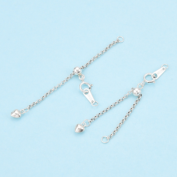 

PandaHall 925 Sterling Silver Chain Extender, with S925 Stamp, with Clasps & Curb Chains, Silver, 50mm, Links: 53x1x0.5mm; Clasps: 8x6x1mm;...
