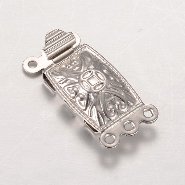

PandaHall 304 Stainless Steel Box Clasps, Multi-Strand Clasps, Rectangle, Stainless Steel Color, 20x10x4.5mm, Hole: 1mm 304 Stainless Steel...
