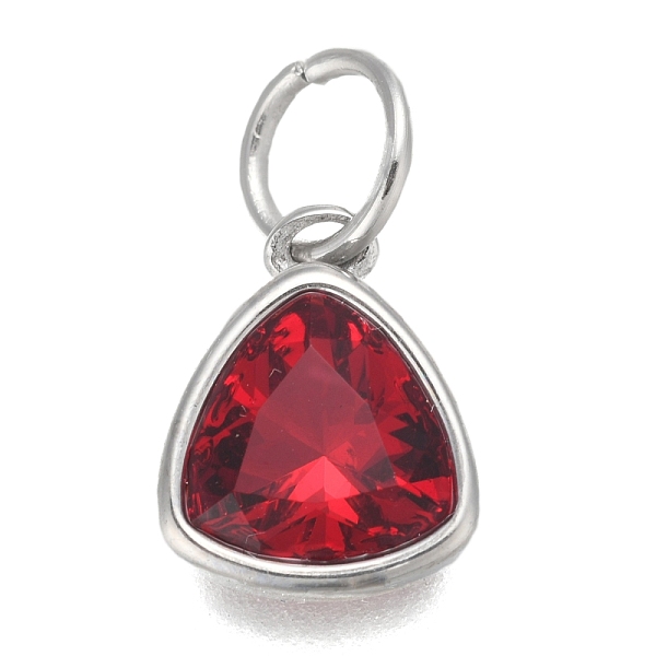 

PandaHall 304 Stainless Steel Cubic Zirconia Pendant, Triangle, Stainless Steel Color, Dark Red, 12.5x9.5x5mm, Hole: 5mm Stainless...