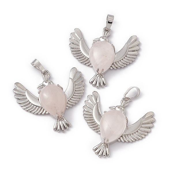 

PandaHall Natural Rose Quartz Pendants, Bird Charms, with Platinum Tone Brass Findings, Cadmium Free & Nickel Free & Lead Free...