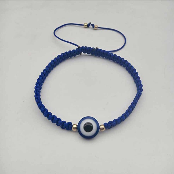 

PandaHall Hamsa Hand with Evil Eye Bead Braided Bead Bracelets, Adjustable Cord Bracelets for Women Men Alloy Hamsa Hand